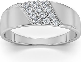 Pompeii3 1/5Ct Multi Row Mens Diamond Polished Ring in White, Yellow, or Rose Gold
