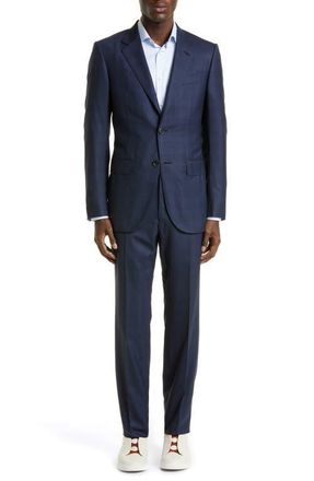 Ermenegildo Zegna Prince of Wales Plaid Centoventimila Wool Suit in Navy at Nordstrom, Size 36 Us