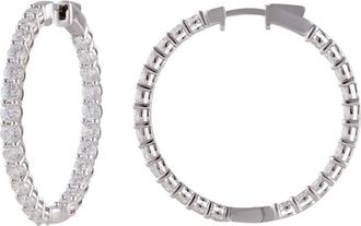Grown Brilliance 5 Carat Round Diamond Inside Out Hoop Earrings Set in 14K White Gold, G Color, SI Clarity, Gift Box Included