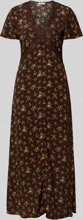 Jake*s Casual Midikleid aus Viskose mit floralem Muster in Dunkelbraun, Gr&ouml;&szlig;e 34