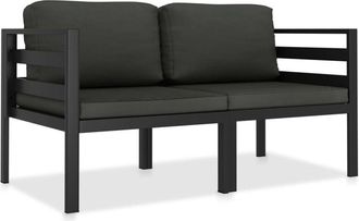 vidaXL Juego de sofás jardín 2 pzas y cojines aluminio gris antracita Vidaxl