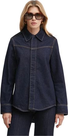 Victoria Beckham Oversized Denim Shirt - Dames - Spijkeroverhemden - Blauw - XS - Denim - Overhemden