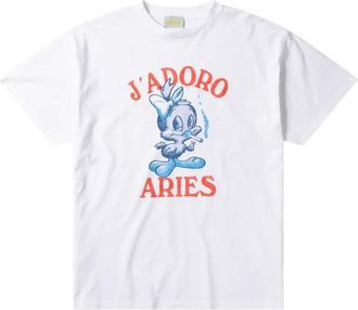 Aries Jadoro Weedie Pie SS Tee - Heren - Tops - Wit - Maat: XL Katoen