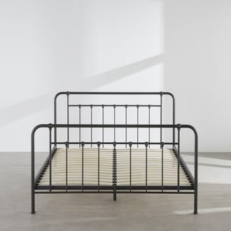 Maisons du monde Cama de acero negro con somier de 160x200 cm