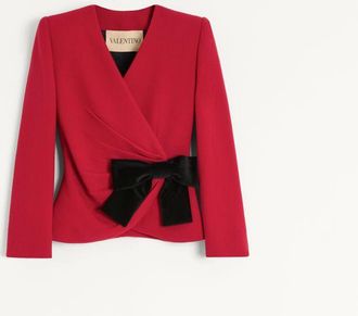 Valentino Giacca In Wool Crepe Con Fiocco A Contrasto Donna PARIS/NERO 36