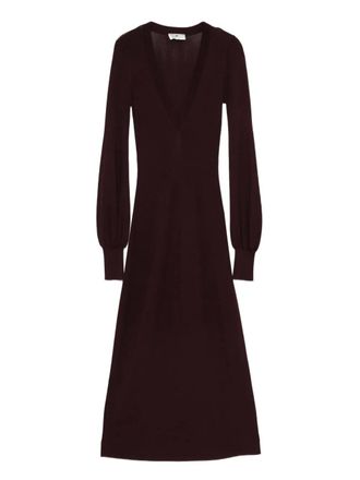 Elisabetta Franchi v-neck balloon-sleeve dress - women - Viscose/Polyamide/Silk - 42 - Red