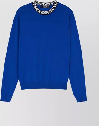 Versace neckline contrast long sleeves ribbed cuffs