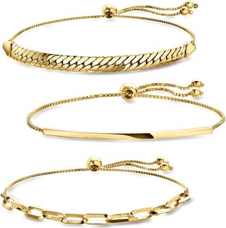 Ross-Simons 18kt Gold Over Sterling Jewelry Set: 3 Bolo Bracelets