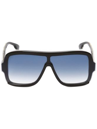 Victoria Beckham chain-embellished shield-frame sunglasses - Black