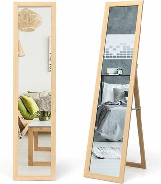 Costway Costway - Specchiera da Terra Autoportante a Figura Intera, Specchio Rettangolare, in Legno (Legno)