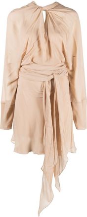 Maison Margiela draped silk mini dress - women - Silk - 40 - Neutrals
