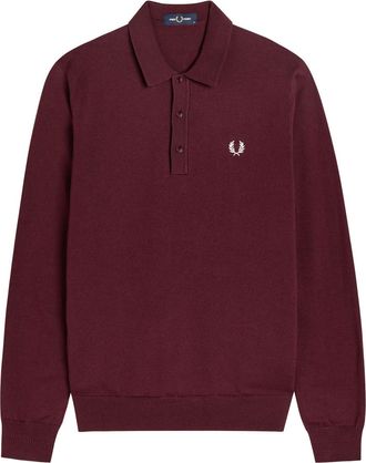 Fred Perry Logo-embroidered Wool-blend Polo Shirt - Maroon - Xxl