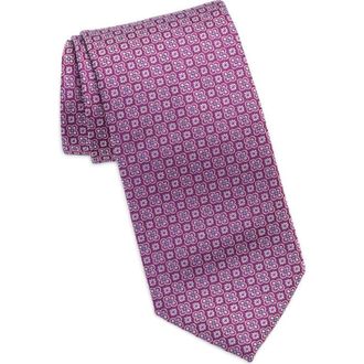 David Donahue Floral Silk Tie in Berry at Nordstrom