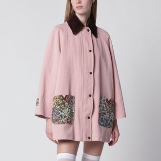 Valentino Pink denim caban jacket