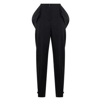 Alberta Ferretti Broeken, Dames, Zwart, S, Wol, Broek met gedrapeerde zakken