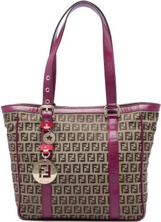 Fendi Pre-owned Canvas Tote Bag - Dames - Vintage Shopper - Bruin - ONE Size - Leer - Vintage