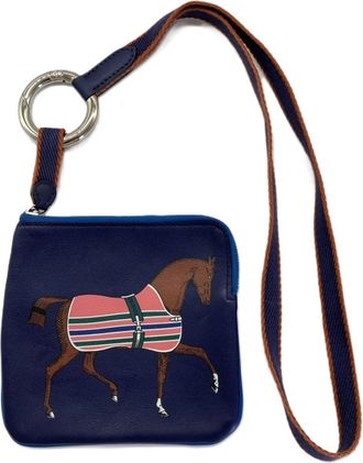 Herm&egrave;s Navy Pink Leather Pouch (Pre-Owned)