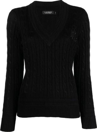 Lauren Ralph Lauren cable-knit cricket jumper - women - Cotton/Viscose - S - Black