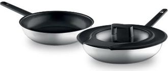 Berghoff Gem Non Stick Fry Pan & Downdraft 3-Piece Set in Silver/Black at Nordstrom Rack