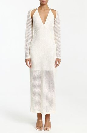 Significant Other Zenith Cutout Long Sleeve Knit Maxi Dress in Pearl at Nordstrom, Size 12