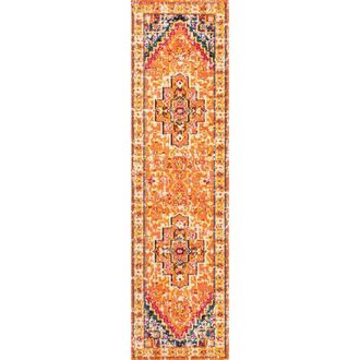 Jonathan Y Designs Brooklyn Geometric Medallion Area Rug in Orange/blue at Nordstrom, Size 4Ft 0In X 6Ft 0In