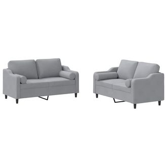 vidaXL Vidaxl - Set Divani 2 Pz Con Cuscini Grigio Chiaro In Tessuto