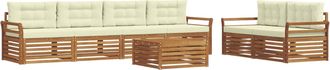 vidaXL Conjunto De Sof&aacute;s De Exterior 7 Uds. Natural Y Crema Vidaxl
