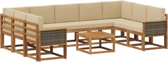 vidaXL Conjunto De Sof&aacute;s De Exterior 10 Uds. Natural Y Beige Vidaxl