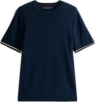 Tommy Hilfiger Smart Casual T-shirt met Omgeslagen Manchetten - Heren - T-shirts - Blauw - L - Katoen - Tops