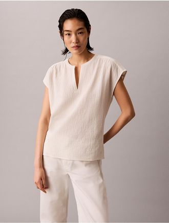 Calvin Klein Jeans Calvin Klein Womens Double Gauze Relaxed Top - White - XS