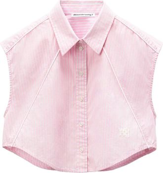 Alexander Wang sleeveless striped cotton shirt - women - Cotton - L - Pink