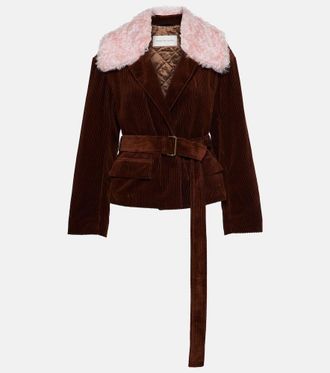 Dries Van Noten Corduroy and faux fur jacket