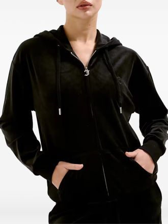 Juicy Couture logo-embroidered hoodie - women - Polyester/Elastane - S - Black