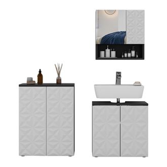 Vicco Conjunto De Muebles De Ba&ntilde;o Edge, Negro, 3 Piezas