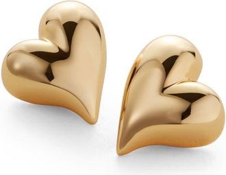 JENNY BIRD Art Heart Button Stud Earrings in High Polish Gold at Nordstrom