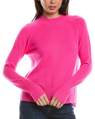 Fort&eacute; Cashmere Hi Low Rib Trim Funnel Neck Cashmere Sweater
