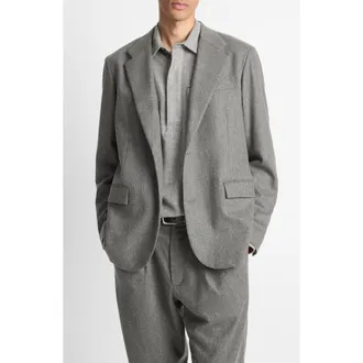 Vince Heathered Grey Wool Blend Flannel Suit Jacket in Medium Heather Grey at Nordstrom Rack, Size Xx-Large