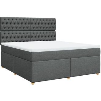 vidaXL Vidaxl - Cama Box Spring Con Colch&oacute;n Tela Gris Oscuro 180x200 Cm