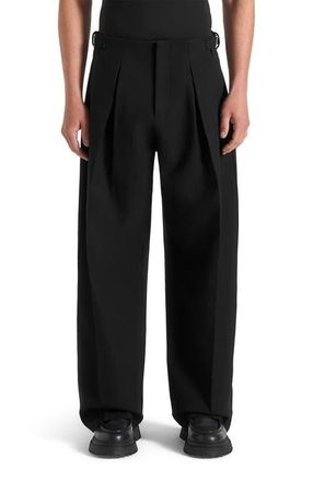 Mani&egrave;re De Voir Lior Box Pleat Wide Leg Trousers in Black at Nordstrom, Size 34