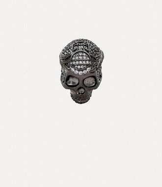 Vivienne Westwood Skull Ring Gunmetal Silver / Cubic Zirconia Unisex