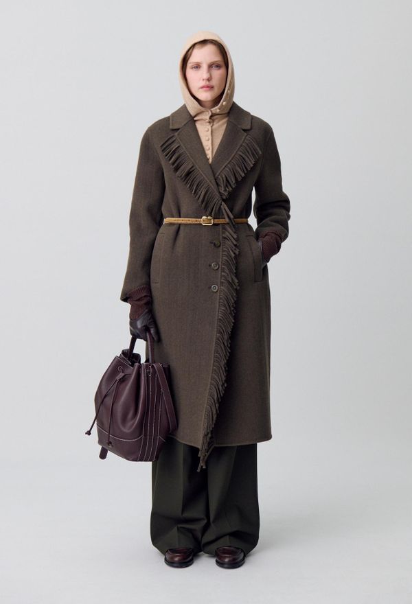 Manteau long franges