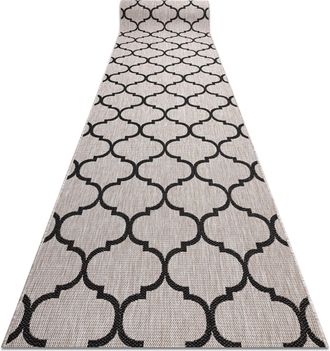 RugsX Rugsx - Alfombra De Pasillo Sizal Floorlux Modelo 20608 Espaldera Marroqu&iacute; Plateado / Negro 120 Cm Beige 120x1000 Cm
