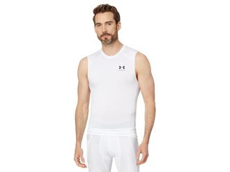 Under Armour Heatgear Armour Compression Sleeveless Mens Clothing White/Black : LG, Polyester