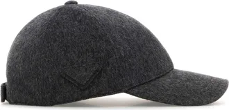 Prada Womens Flannel Baseball Cap Gray