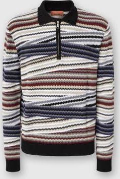 Missoni Long Sleeve Polo With Zip And Striped Zigzag Pattern in Multicoloured at Nordstrom, Size 52 It