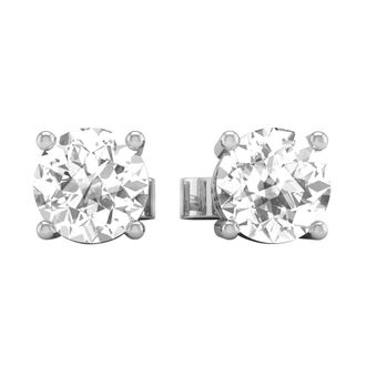 Diamond2Deal 14K White Gold 0.25 Ct Lab Grown Diamond Solitaire Stud Earrings Color- E-F, Clarity- VS1