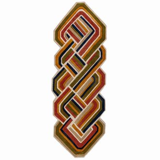 Flair Rugs Alfombra de lana de pasillo rojo, verde, azul y beige 80x300cm