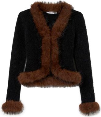 Self Portrait Faux Fur Knit Cardigan