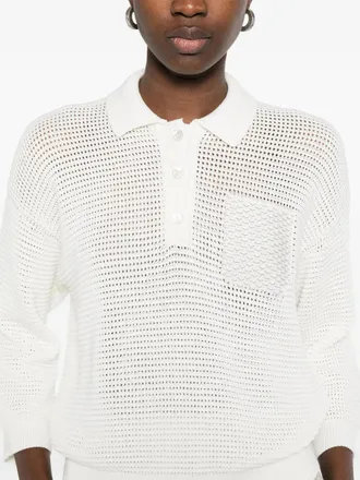 PESERICO Knitted Cotton Polo Shirt - White