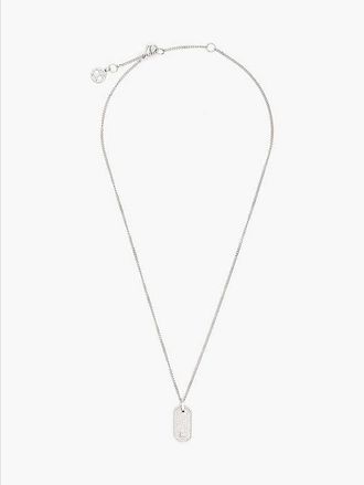 Tommy Hilfiger Stainless Steel Crystal-Embellished Dog Tag Necklace